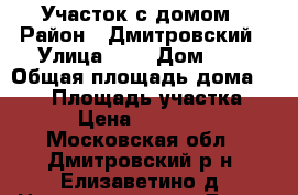 Участок с домом › Район ­ Дмитровский › Улица ­ - › Дом ­ - › Общая площадь дома ­ 100 › Площадь участка ­ 800 › Цена ­ 2 800 000 - Московская обл., Дмитровский р-н, Елизаветино д. Недвижимость » Дома, коттеджи, дачи продажа   